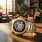 Luxury Automatic Mechanical Men’s Watch Gold Silver Metal Strap Black Dial Watch