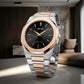 Ultra Thin Black Dial Rose Gold Stainless Steel Watch for Men