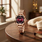 Rose Gold Red Square Dial Analog Watch for Women & Girls