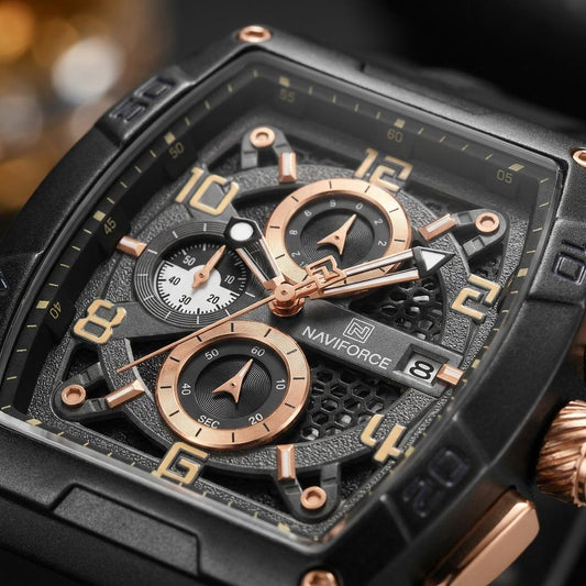 Black Rose Gold Luxury Chronograph Watch for Men & Boys