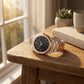 Ultra Thin Black Dial Rose Gold Stainless Steel Watch for Men