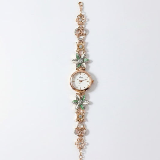 Stylish Floral Crystal Bracelet Watch for Women